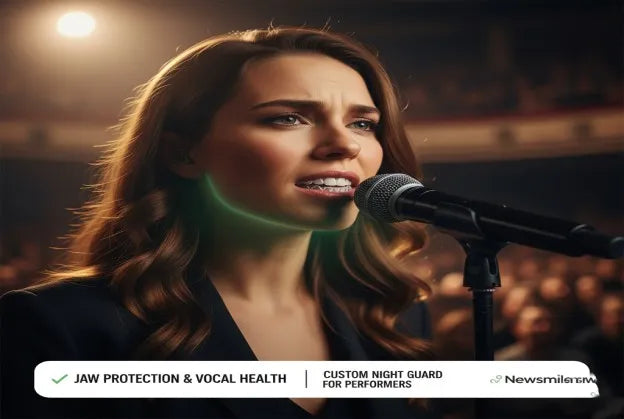 Singer using night guard for jaw protection and vocal health