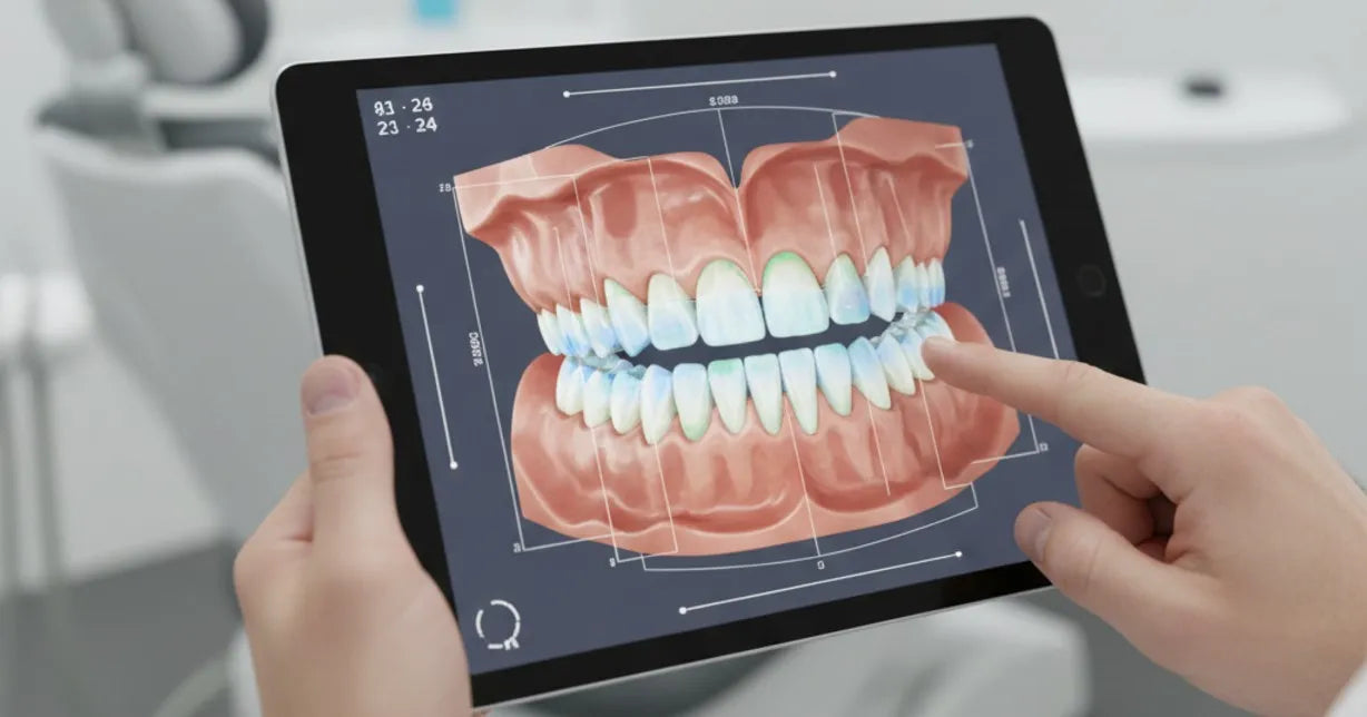AI analyzing digital dental scan for retainer design