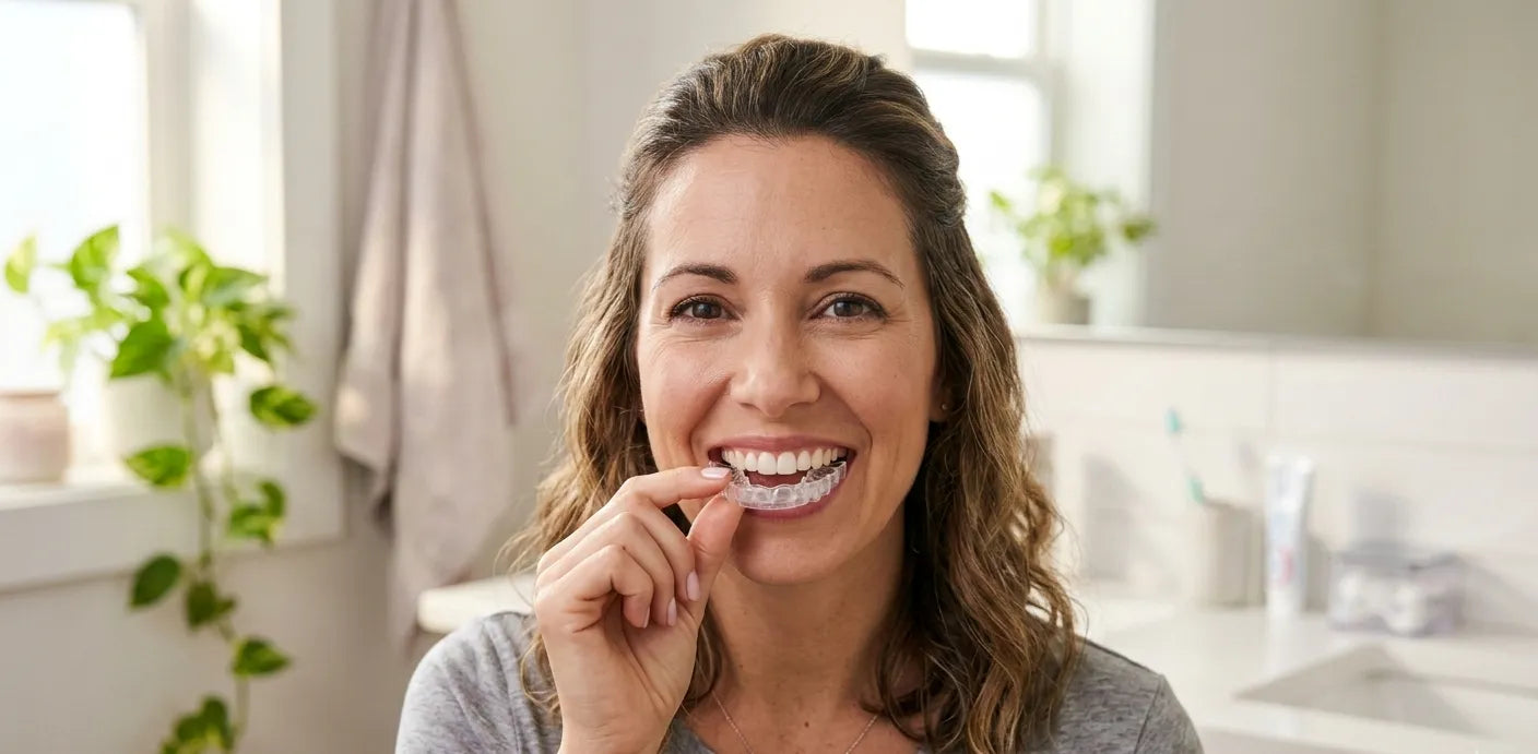 Adult holding a NewSmile Night Guard showing proper fit and comfort