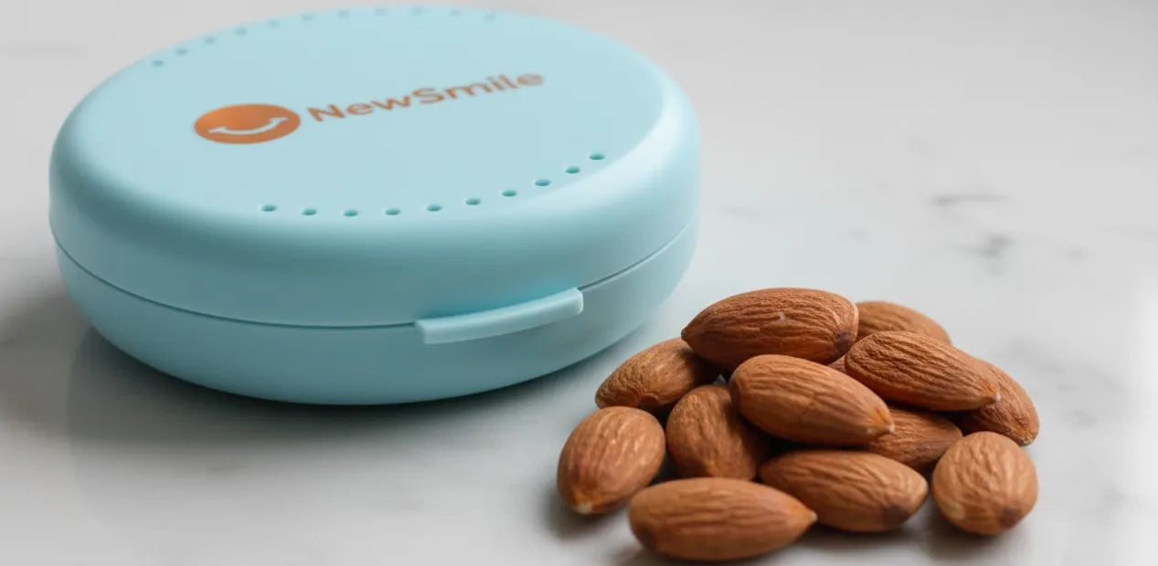 Almonds near clear aligners showing risk of cracking trays