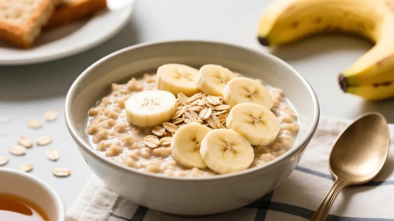 Soft oatmeal breakfast for aligner wearers with sore teeth.