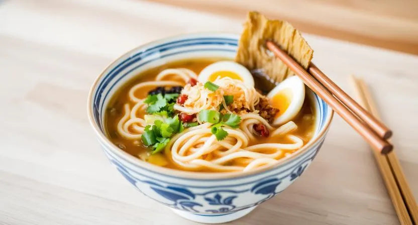Soft ramen bowl with tender noodles for aligner wearers.