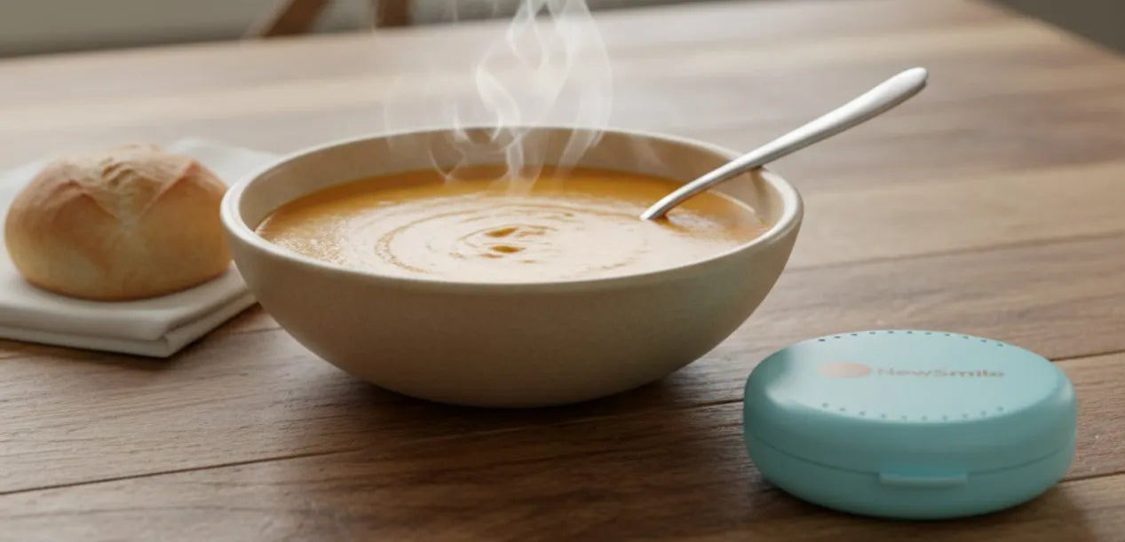 Soft warm soup for aligner pain relief