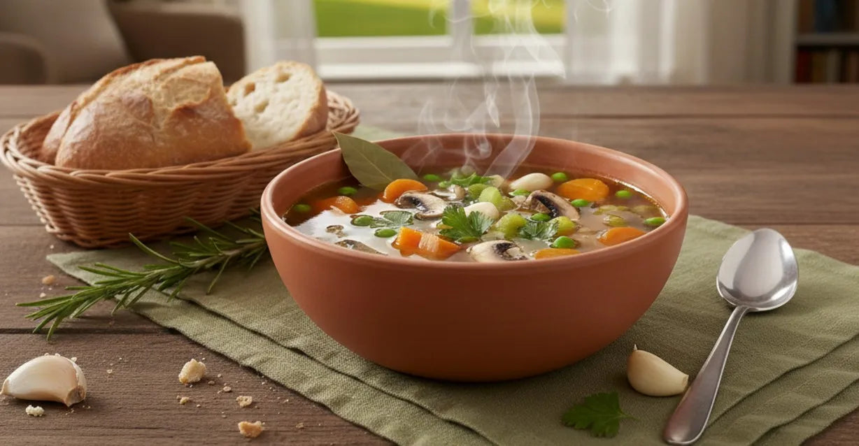 Warm vegetable broth for tight aligners relief