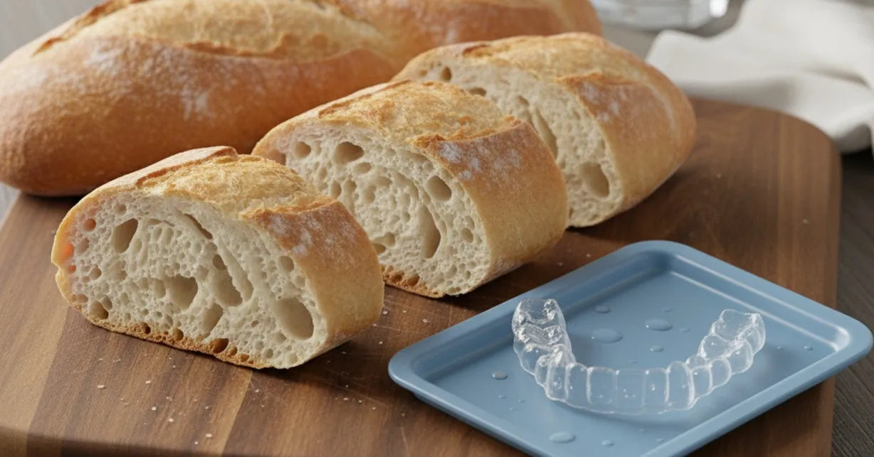 Soft baguette slices safe for aligners