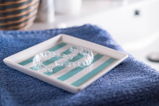 Clear retainers displayed neatly on a counter for daily use