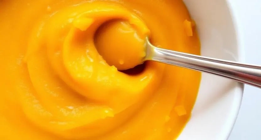 Creamy butternut squash soup — spoonable and aligner-friendly.