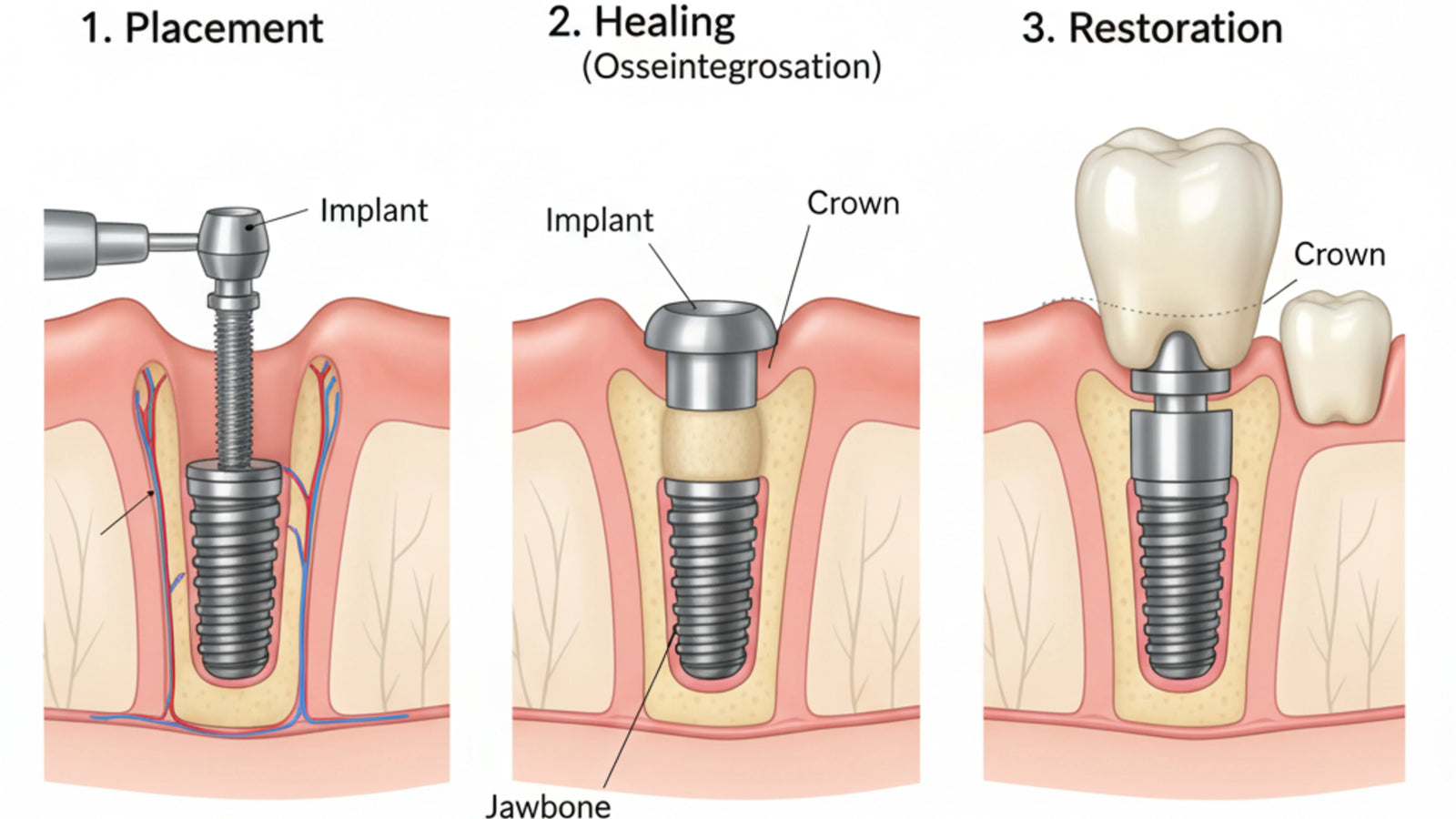 Illustration of dental implant placement