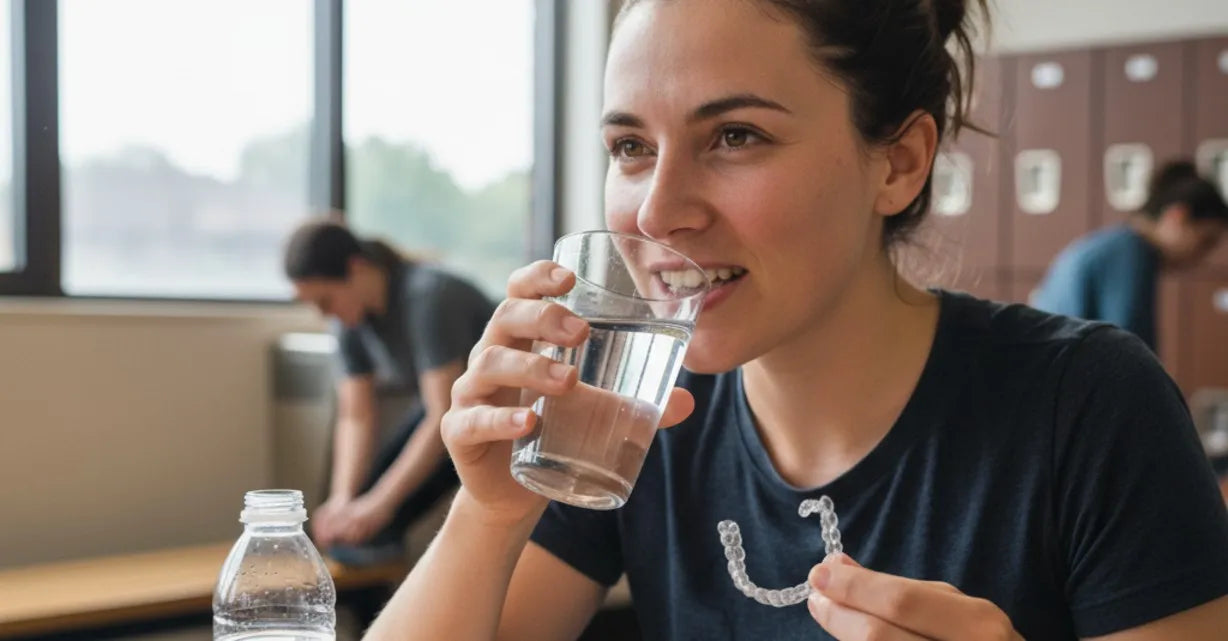 Hydrating after removing NewSmile aligners to reduce oral sensitivity