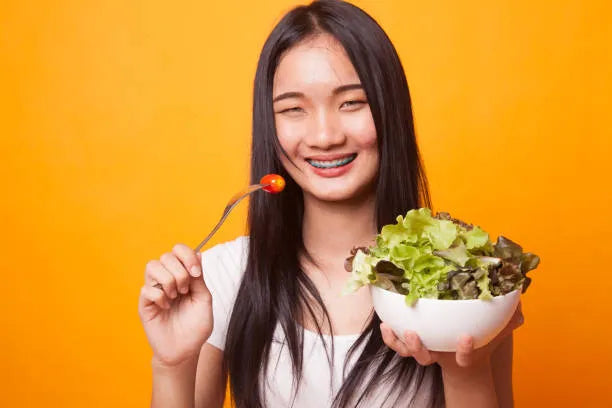 Eating salad safely with braces