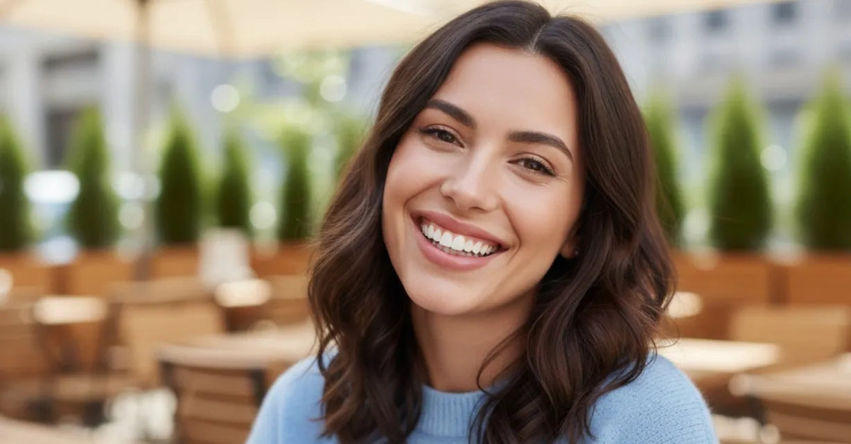 Confident smile after using NewSmile retainers with proper care