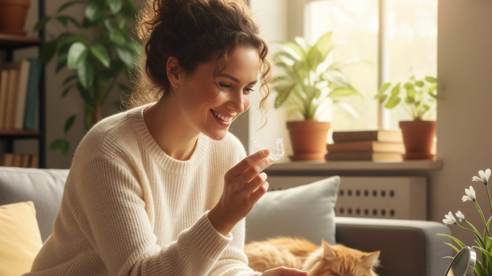 Calendar with aligner trays labeled by month