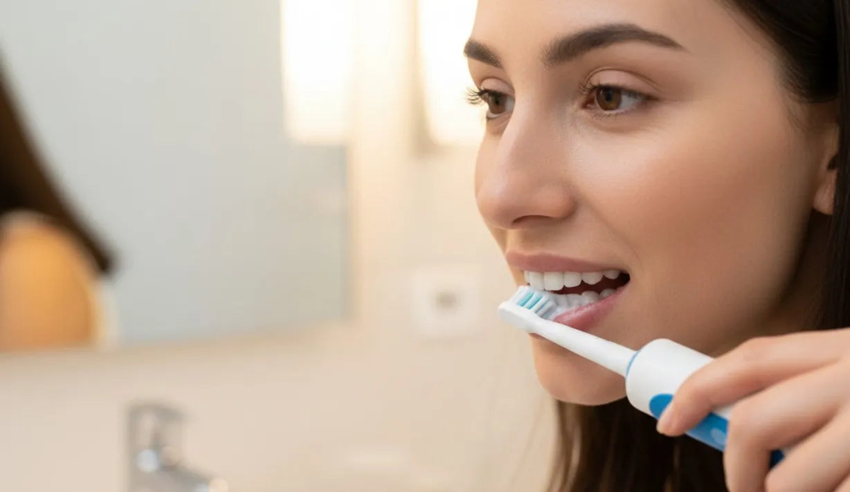 Gentle electric toothbrush cleaning teeth to protect receding gums