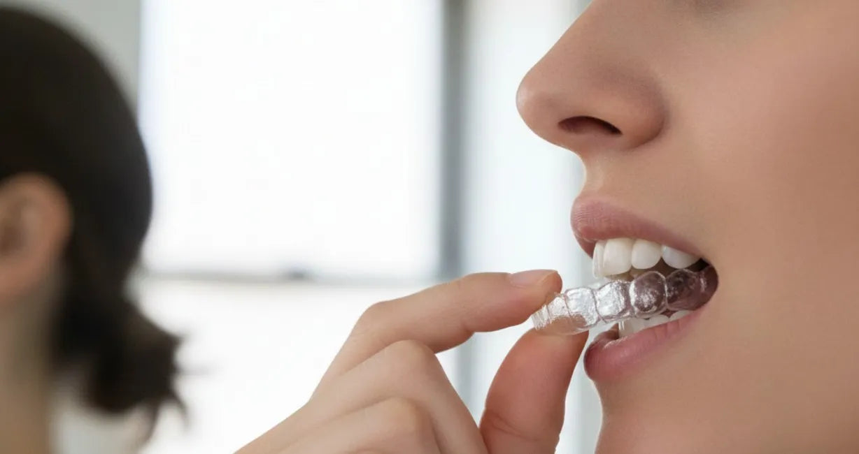 Custom retainer protecting teeth alignment after wisdom teeth removal.