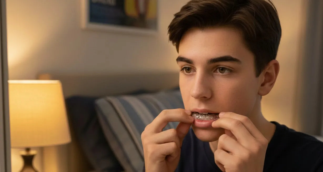 Nighttime use of dental retainer for teeth alignment