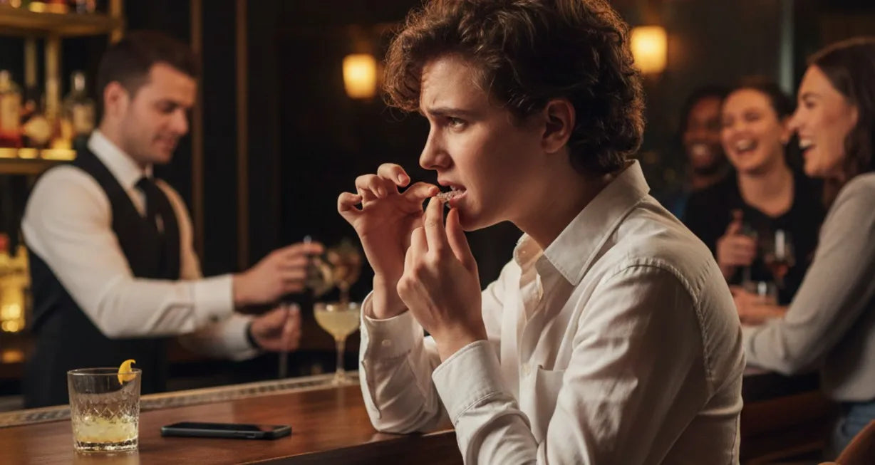 Removing clear aligners before drinking alcohol for teeth straightening
