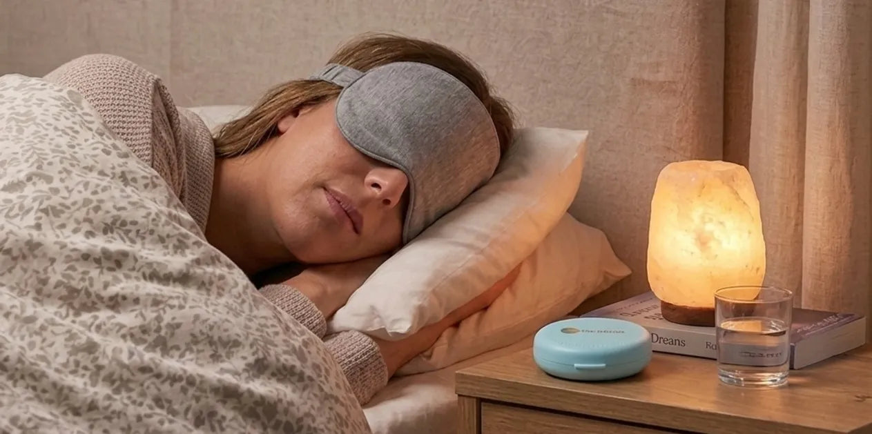 Person sleeping comfortably with a dental night guard to prevent teeth grinding and jaw pain