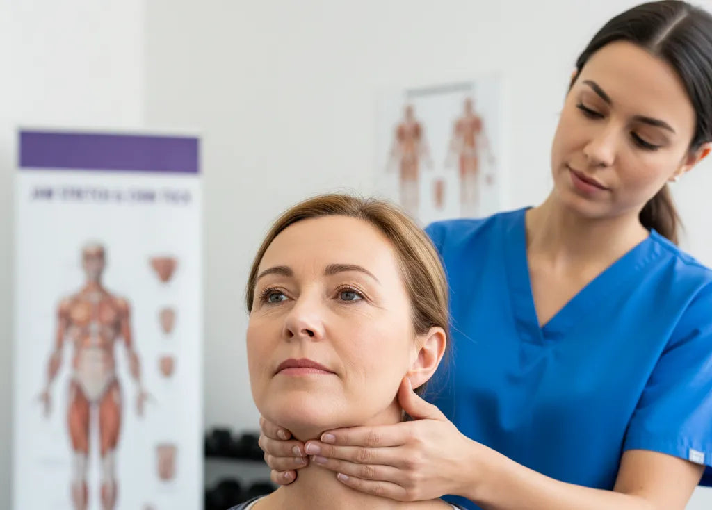 Person doing jaw exercises under guidance for bruxism relief.