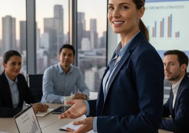 Wearing NewSmile clear aligners confidently during office meetings.