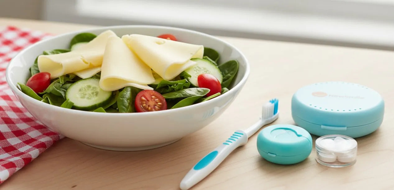 Dental travel kit for aligners after snacking