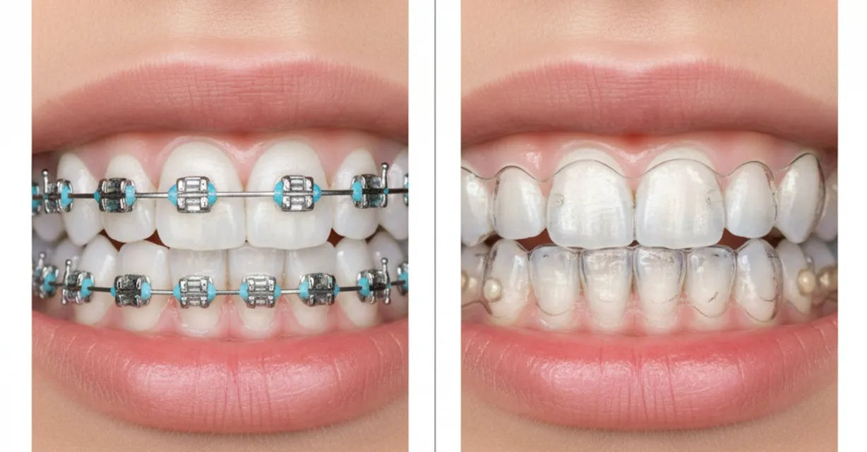 Comparison of traditional braces and clear aligners for teeth straightening