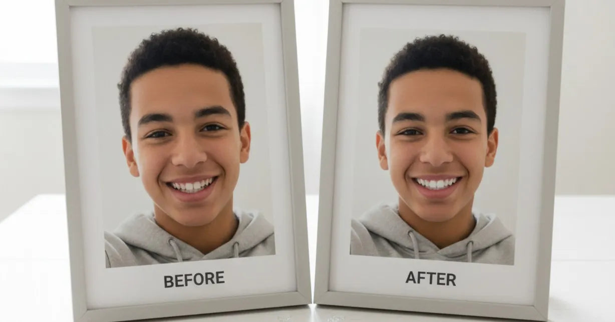 Smile before after with clear aligners