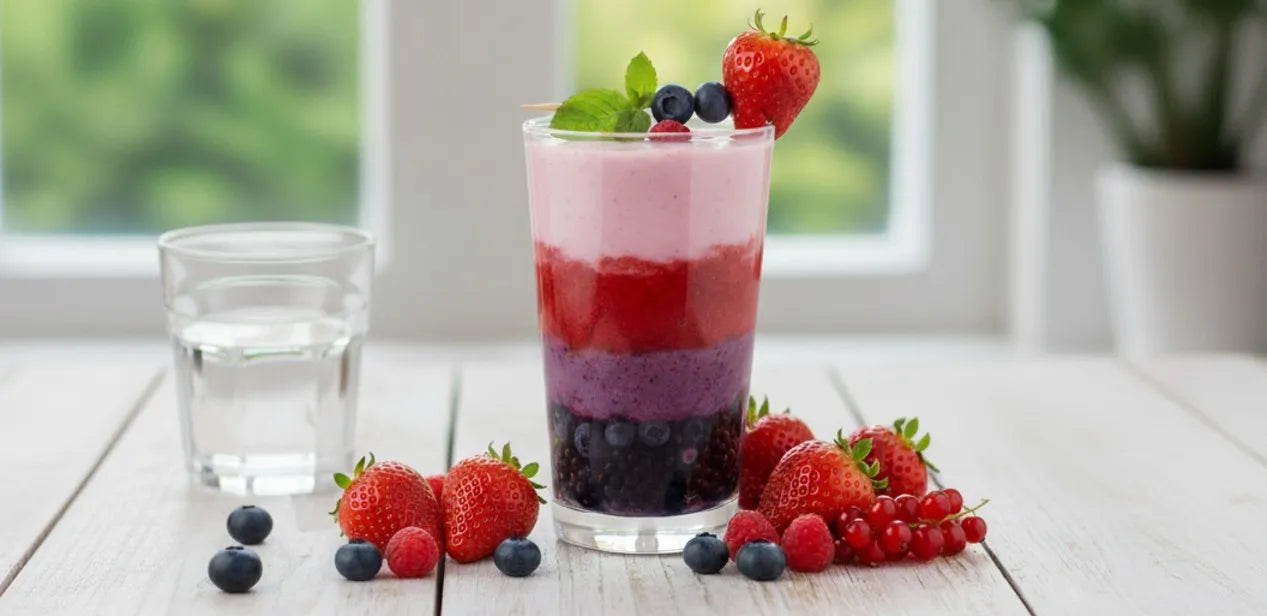 Berry smoothie made with soft healthy foods for aligner users