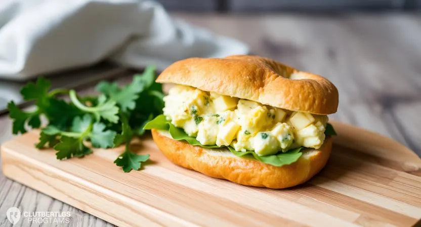 Soft brioche sandwich with creamy egg salad—aligner-friendly lunch.