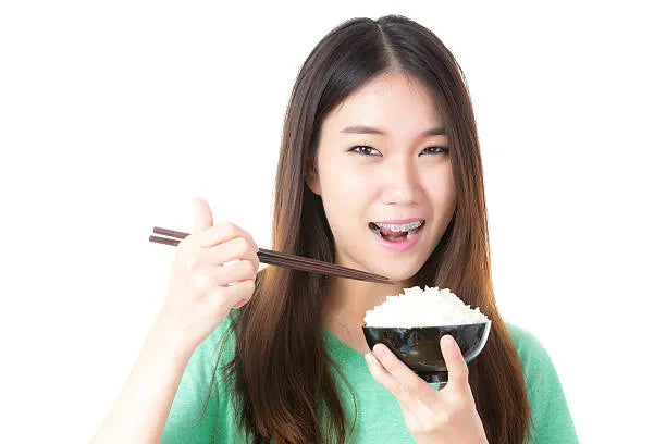 Soft white rice meal for braces wearers