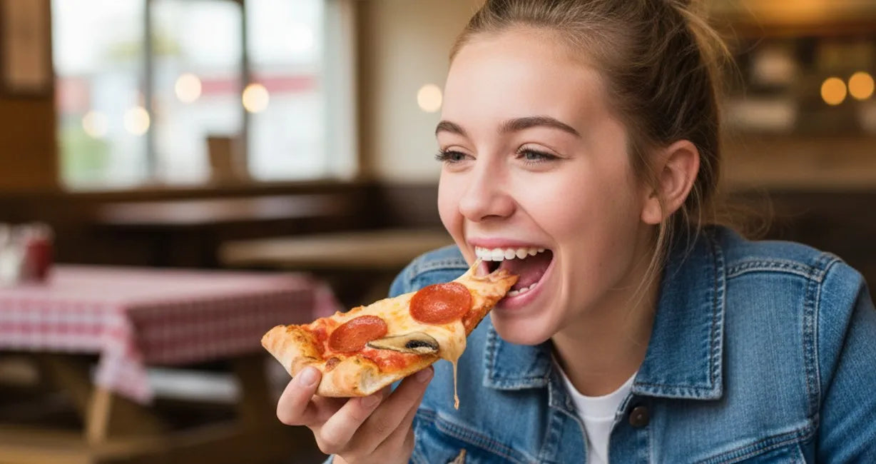 Eating pizza safely with clear aligners
