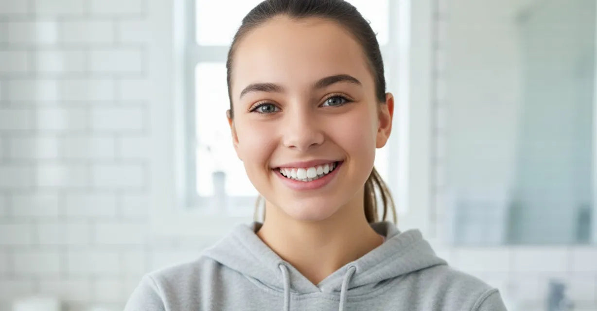 Teen with improved smile after teeth crowding aligner results