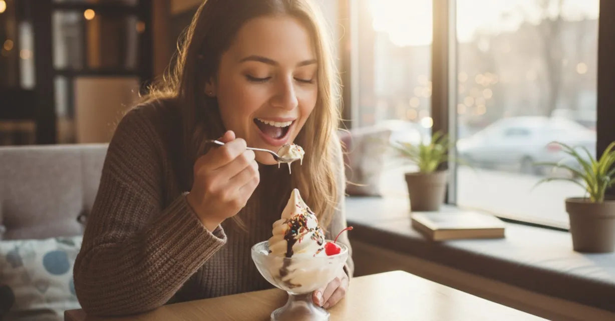 Eating ice cream with braces to soothe sore teeth