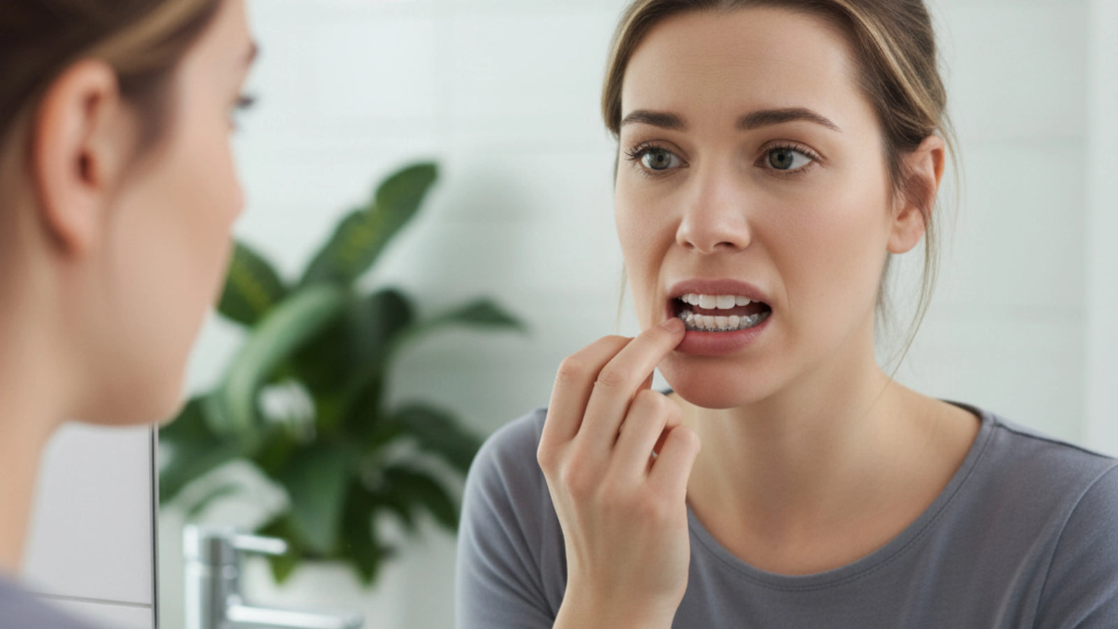 Checking teeth alignment after using a retainer for sleep grinding
