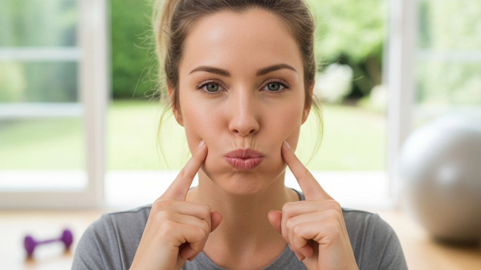 Person doing lip muscle exercises for lip incompetence improvement