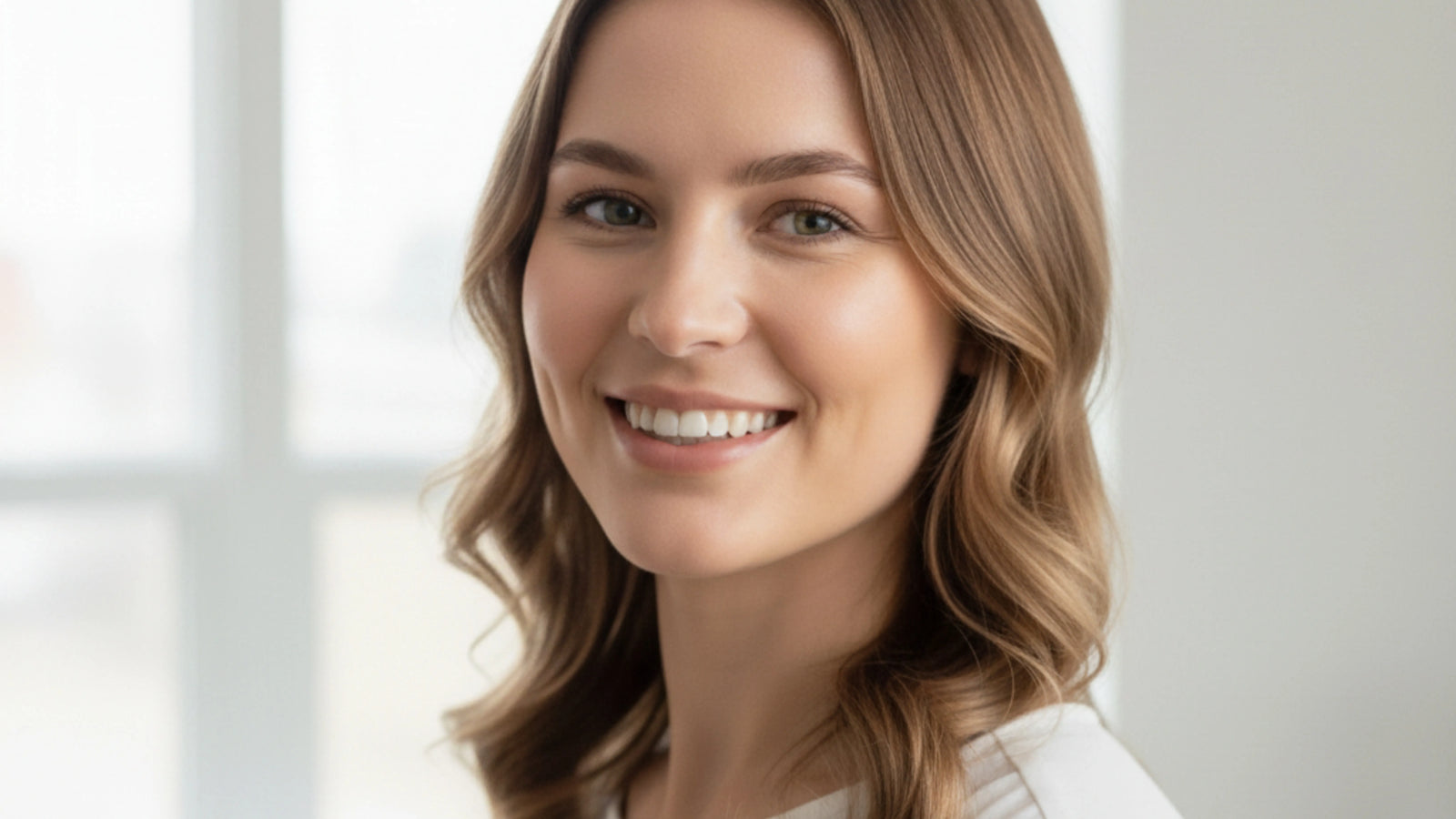 Patient wearing clear retainer demonstrating proper lip seal