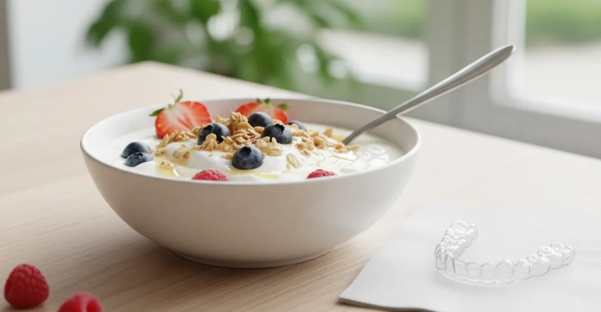Probiotic yogurt bowl safe for aligner