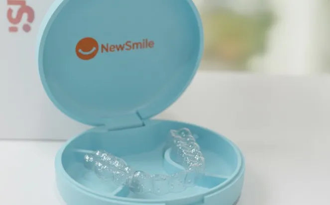 Clean clear aligners stored in case during the first week of treatment.