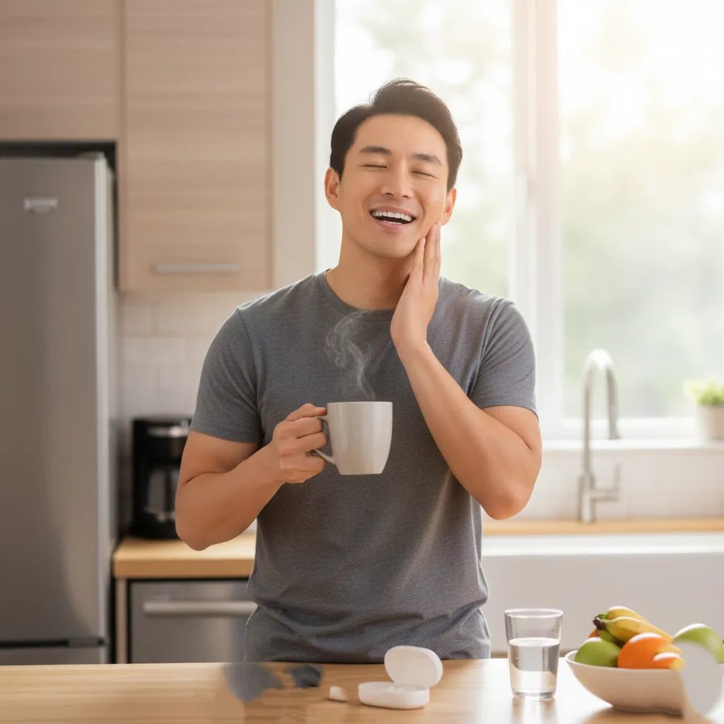 image of a person relieved of pain because of night guard.