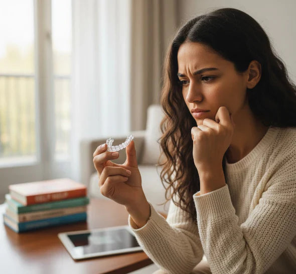 woman thinking with custom night guard