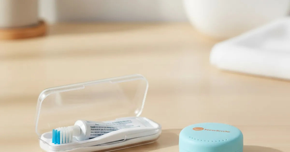 Travel toothbrush kit for Invisalign users to maintain oral hygiene on-the-go.